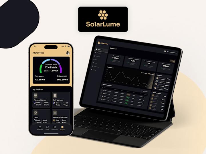 Cover image for Solar Lume - Web App| Mobile App | Energy | Figma | Animation