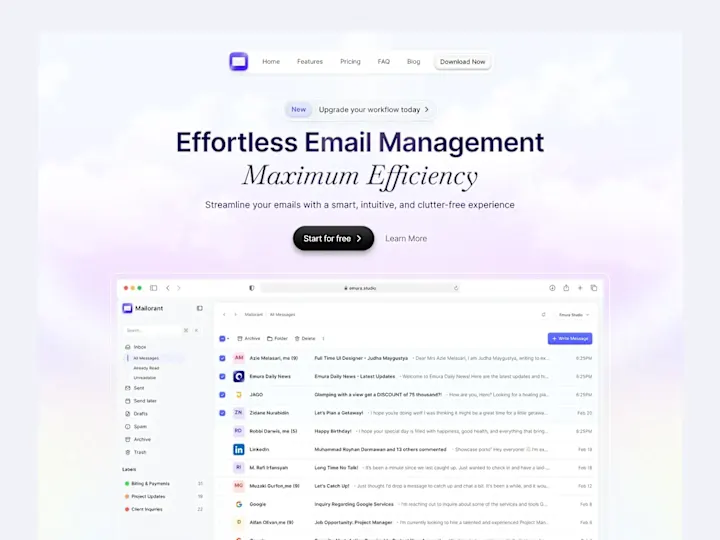 Cover image for Mailorant - Landing Page Design