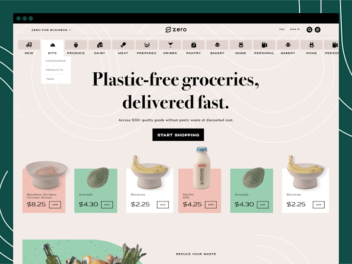 Cover image for Zero Grocery: Landing Page & Branding