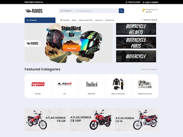 Cover image for Development of e-commerce store for selling Motorbike Helmets