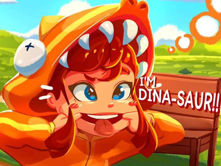 Cover image for DINA-SAUR!! | Children's Book Illustration