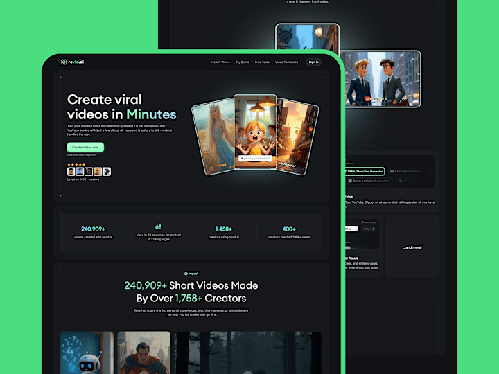 Cover image for Landing Page Design for Revid AI