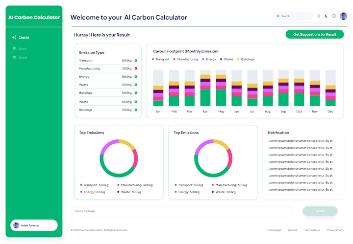 Cover image for AI Carbon Calculator Dashboard UI design