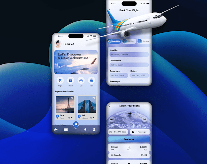 Cover image for UI/UX designs: Flight Reservation App Roommates Rental App💫✨