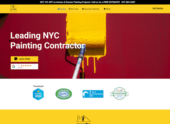 Cover image for Leading Painting company website redesign