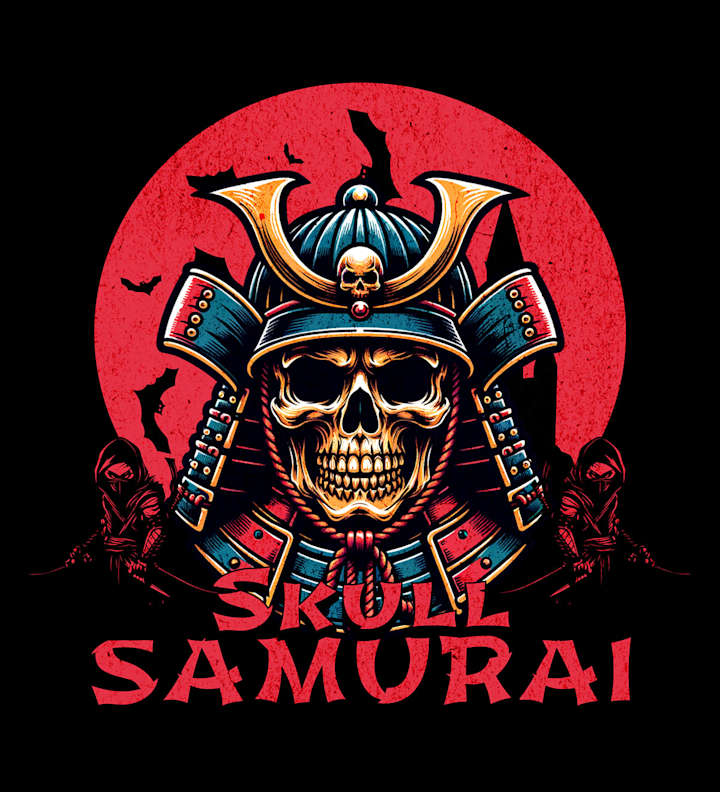 Cover image for Unique samurai skull T-shirt Design Template