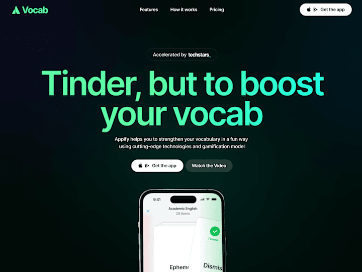 Cover image for Vocab - Mobile App Landing Page