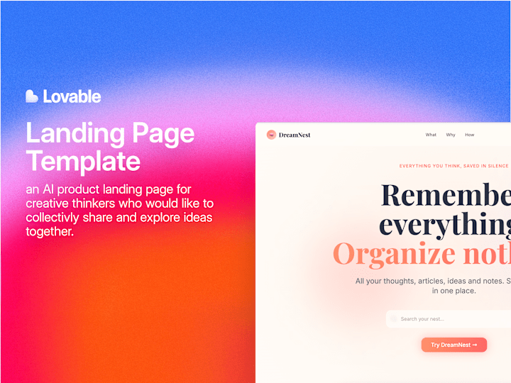Cover image for DreamNest - Landing Page Template