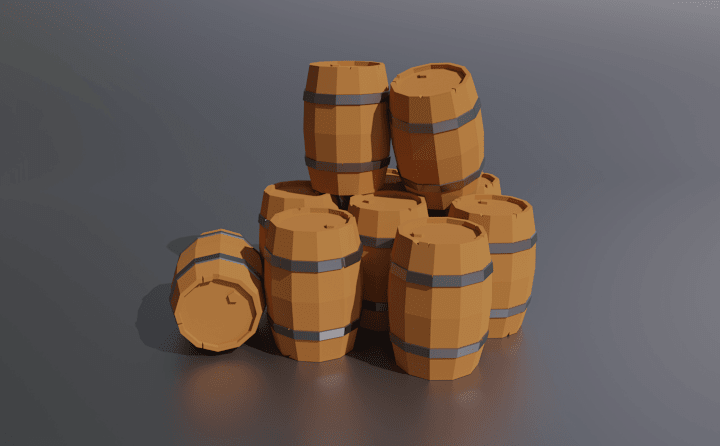 Cover image for Low Poly Style Wooden Barrel