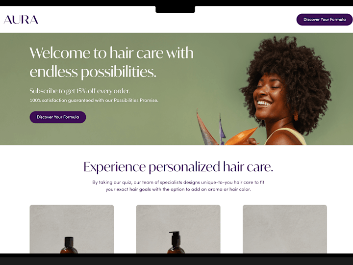 Cover image for Landing pages for AURA — Michelle Carroll