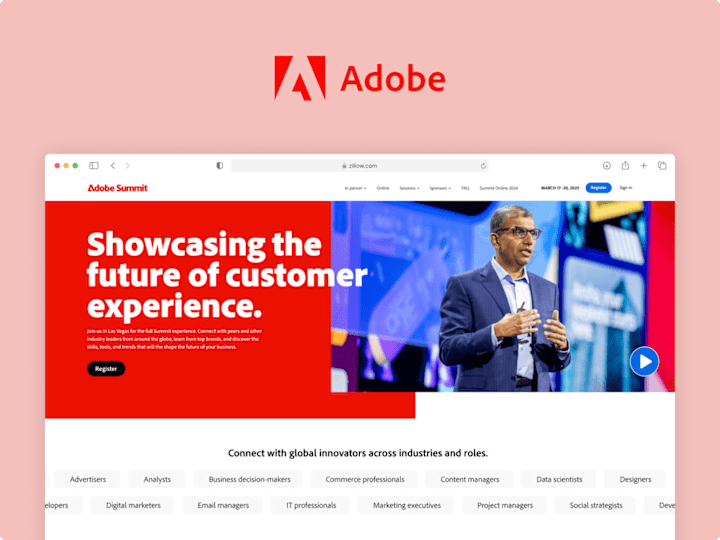 Cover image for Adobe Summit 2025 Website (UX/UI Design)