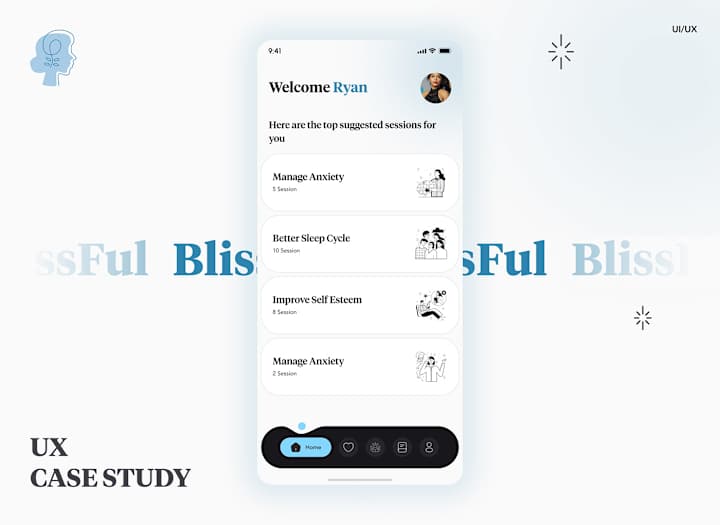 Cover image for BlissFul - Mental Health App (UX & UI Case Study)