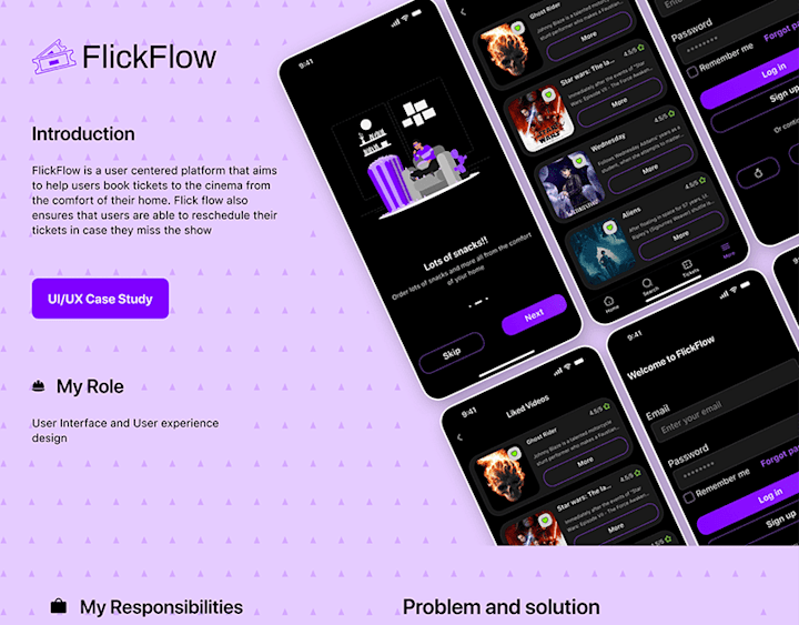 Cover image for FlickFlow; Movie ticketing App Case Study :: Behance