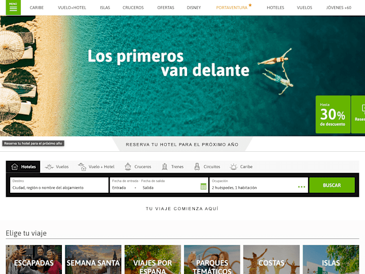 Cover image for viajeselcorteingles.es