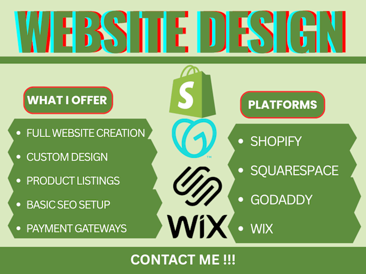 Cover image for I Will Build a  Website on Squarespace, Wix, GoDaddy, or Shopify