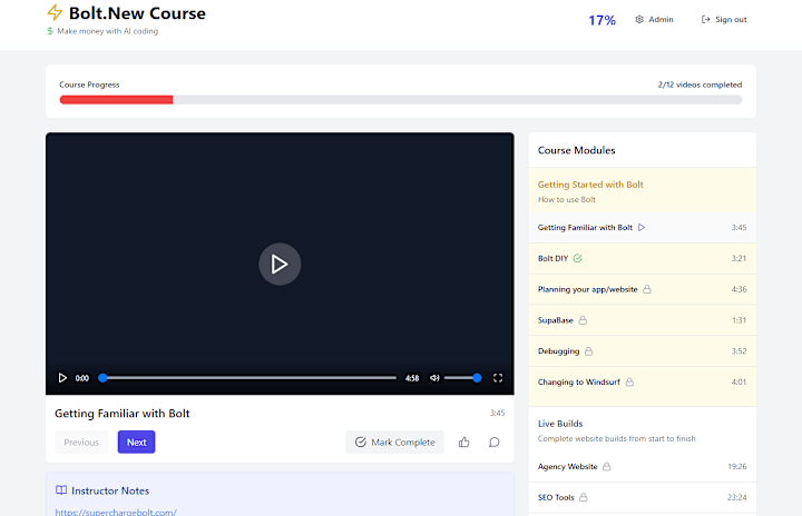 Cover image for Bolt.New Course
