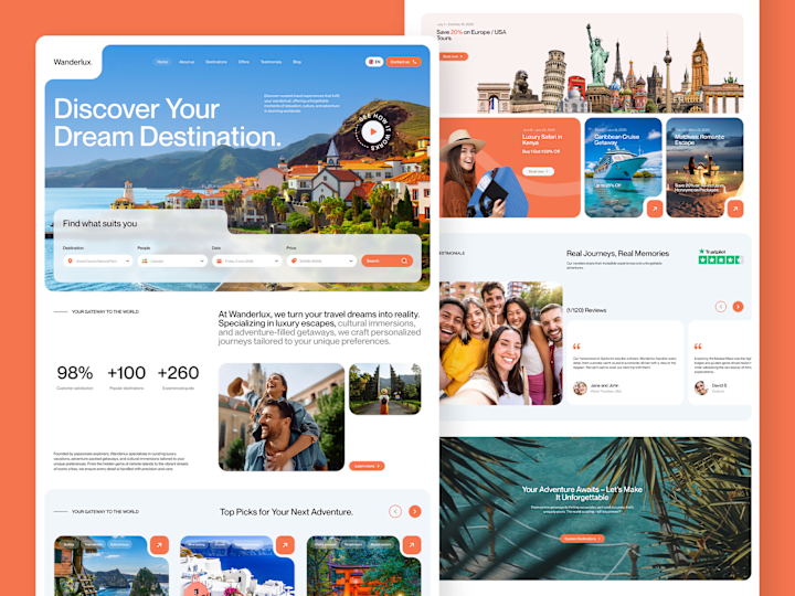 Cover image for Wanderlux : Luxury Travel Agency Landing Page