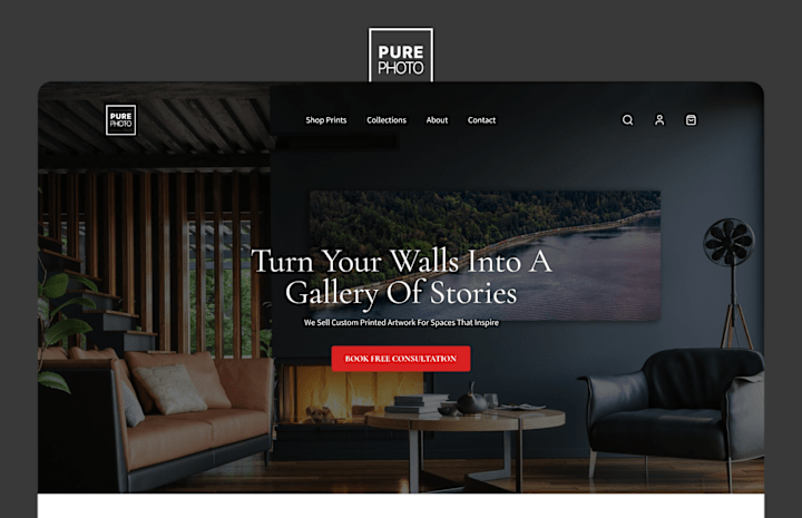 Cover image for PurePhoto Photography Print Store Landing Page Design