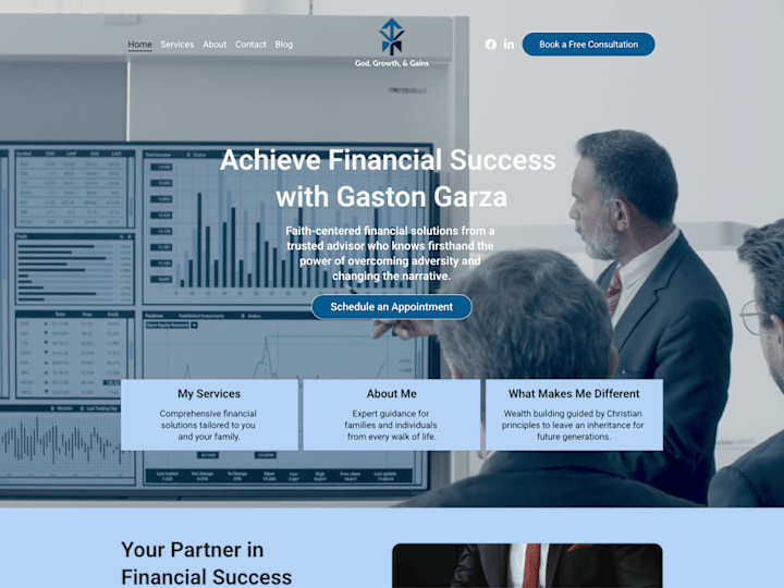 Cover image for God, Growth, & Gains Financial Services Website Design