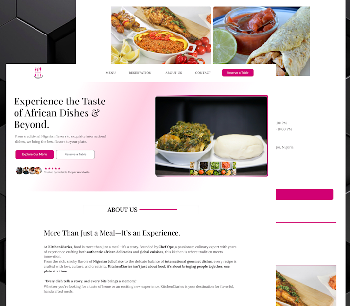 Cover image for  KitchenDiaries Restaurant  – Framer Website Development