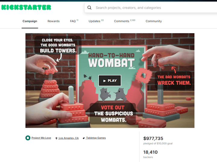 Cover image for Hand-to-Hand Wombat Kickstarter