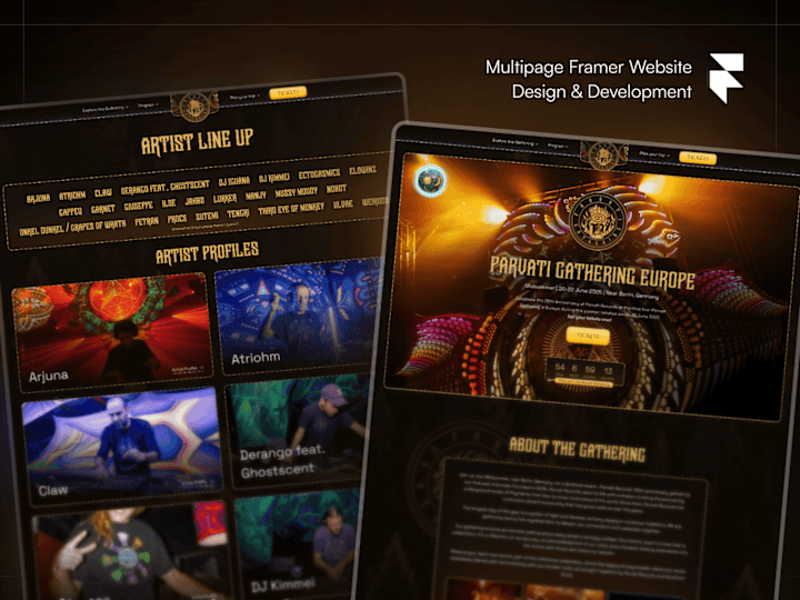 Cover image for Parvati Gathering — Multipage Framer Website Design & Dev