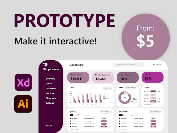 Cover image for I'll create your interactive prototype with Adobe XD.