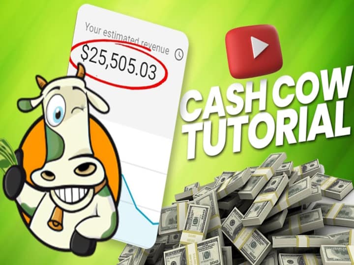 Cover image for create automated cash cow youtube channel, cash cow videos