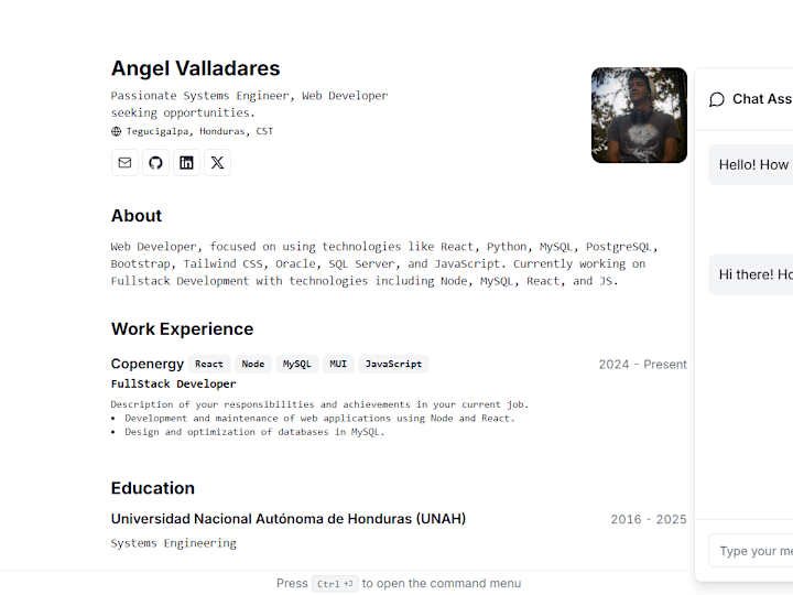 Cover image for Angel Valladares - Resume
