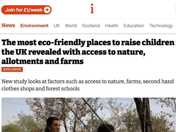 Cover image for DATA JOURNALISM:  The most eco-friendly places to raise children