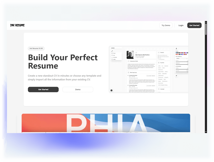 Cover image for Ink Resume:Mordern Website 
