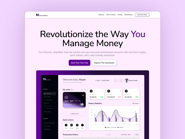 Cover image for Nexum Bank Landing Page UI/UX | Modern FinTech Design