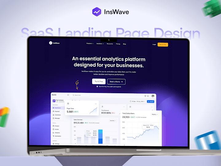 Cover image for InsWave – Modern SaaS Landing Page Design | AI Data Platform