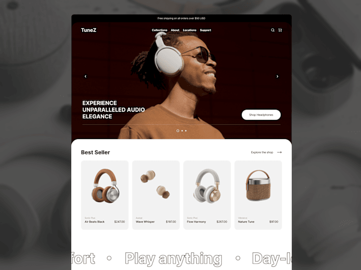 Cover image for TuneZ - Framer E-Commerce Site