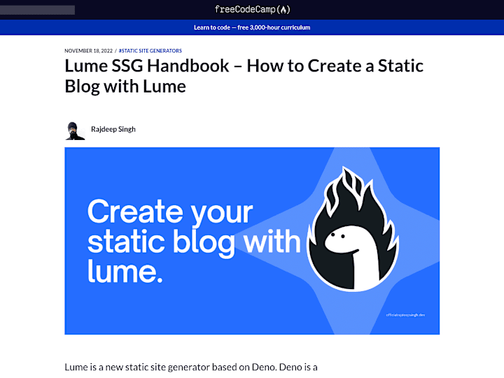 Cover image for Lume SSG Handbook – How to Create a Static Blog with Lume