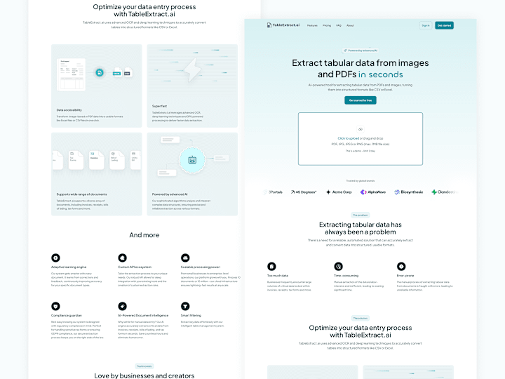 Cover image for TableExtract AI Website Design