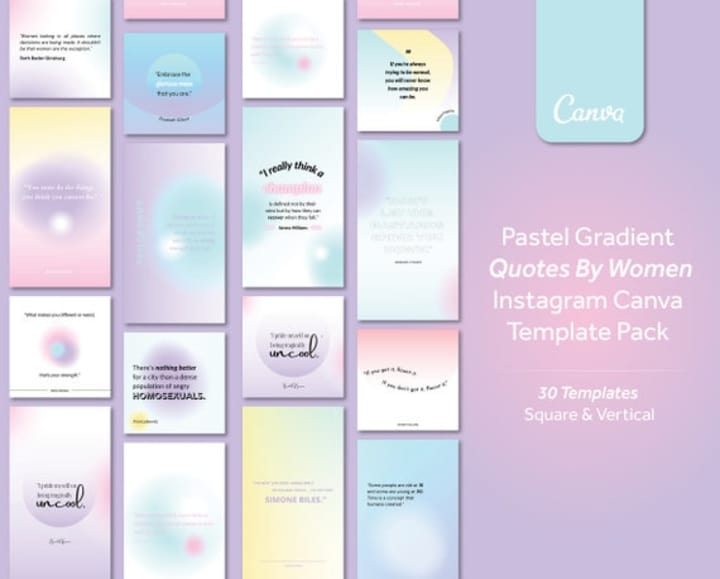 Cover image for Instagram Template Pack | Inspirational Quotes by Women  