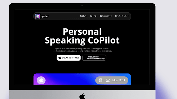 Cover image for Spellar an AI-driven speaking assistant. :: Behance