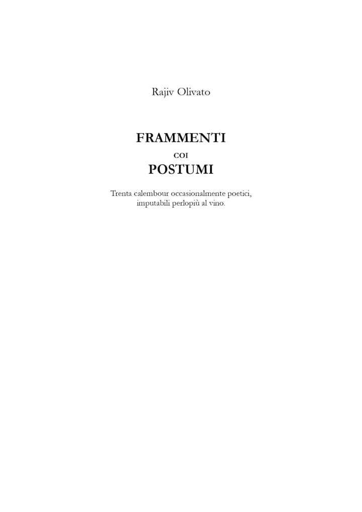 Cover image for Frammenti coi Postumi