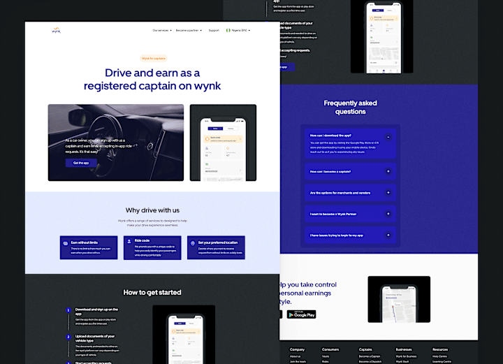 Cover image for Wynk ride-hailing landing page