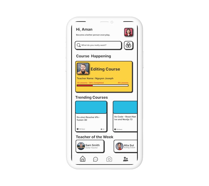 Cover image for Homepage of a app in neo brutal design 