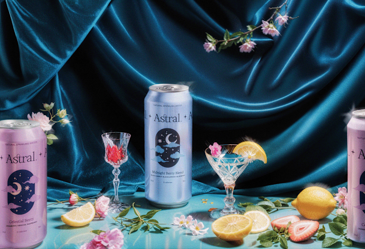 Cover image for Astral, elegant, dreamy sparkling water branding