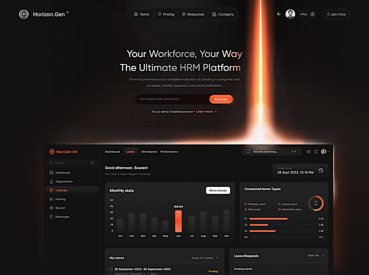 Cover image for HRM Dark SaaS Landing Page design