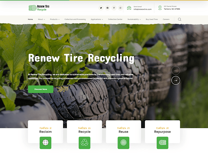 Cover image for A Business website for recycling company "Renew Tire Recycling" 