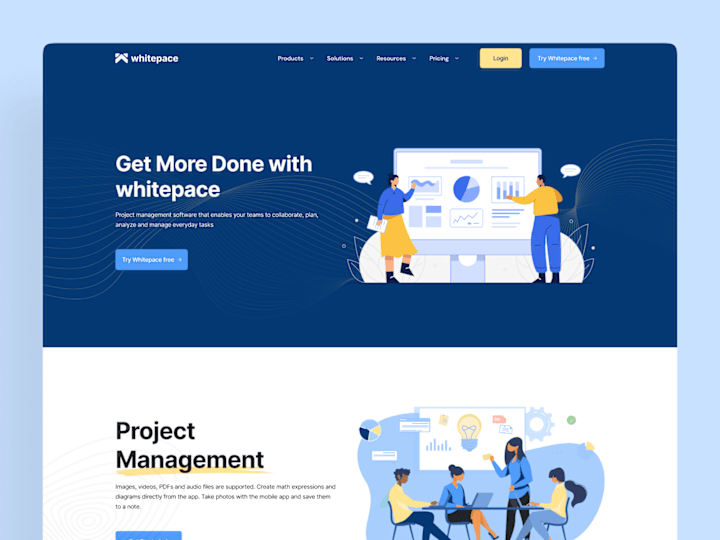 Cover image for Whitepace - Workspace Landing Page | SaaS | UX/UI Design