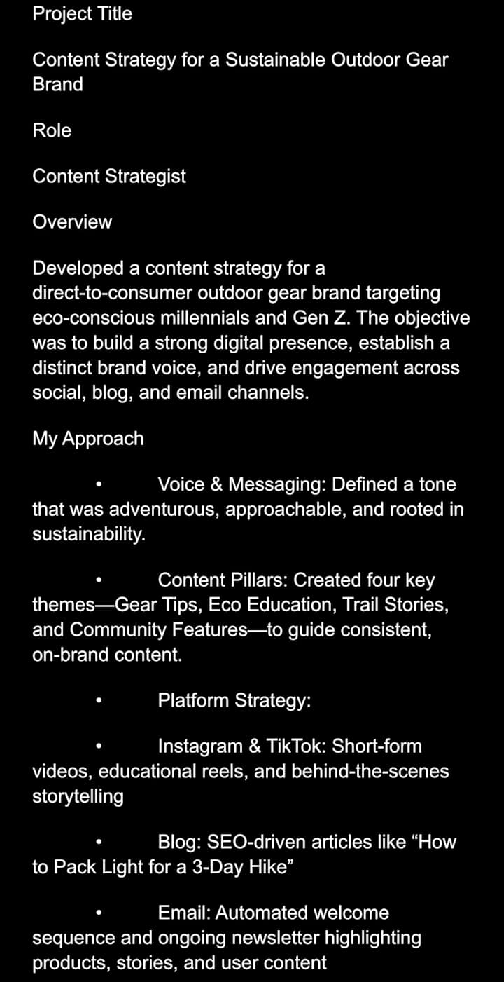 Cover image for Content Strategy For Sustainable Outdoor Gear Brand