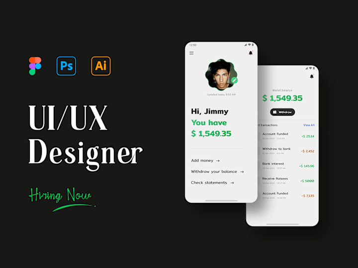 Cover image for App Design UI/UX in Figma for iOS or Android with Prototyping