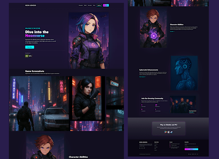 Cover image for 🚀Neon Genesis – an anime-inspired, cyberpunk-style landing page