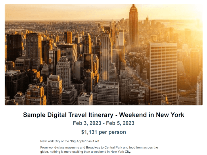 Cover image for Sample Digital Travel Itinerary