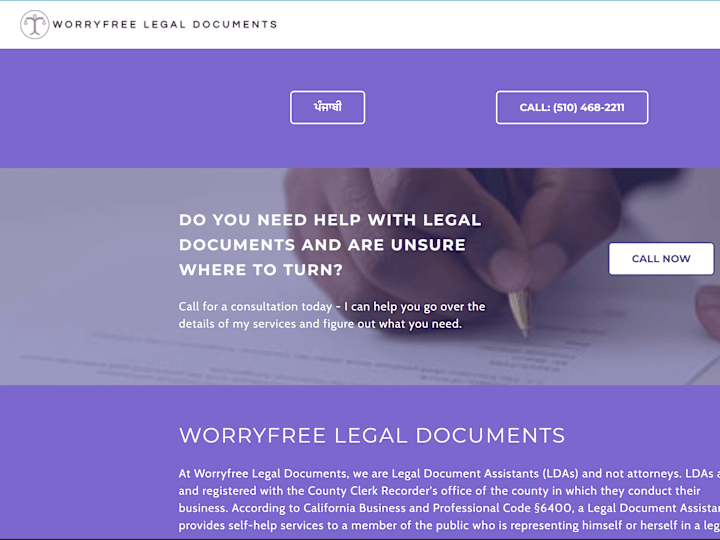 Cover image for Worryfree Legal Documents Website